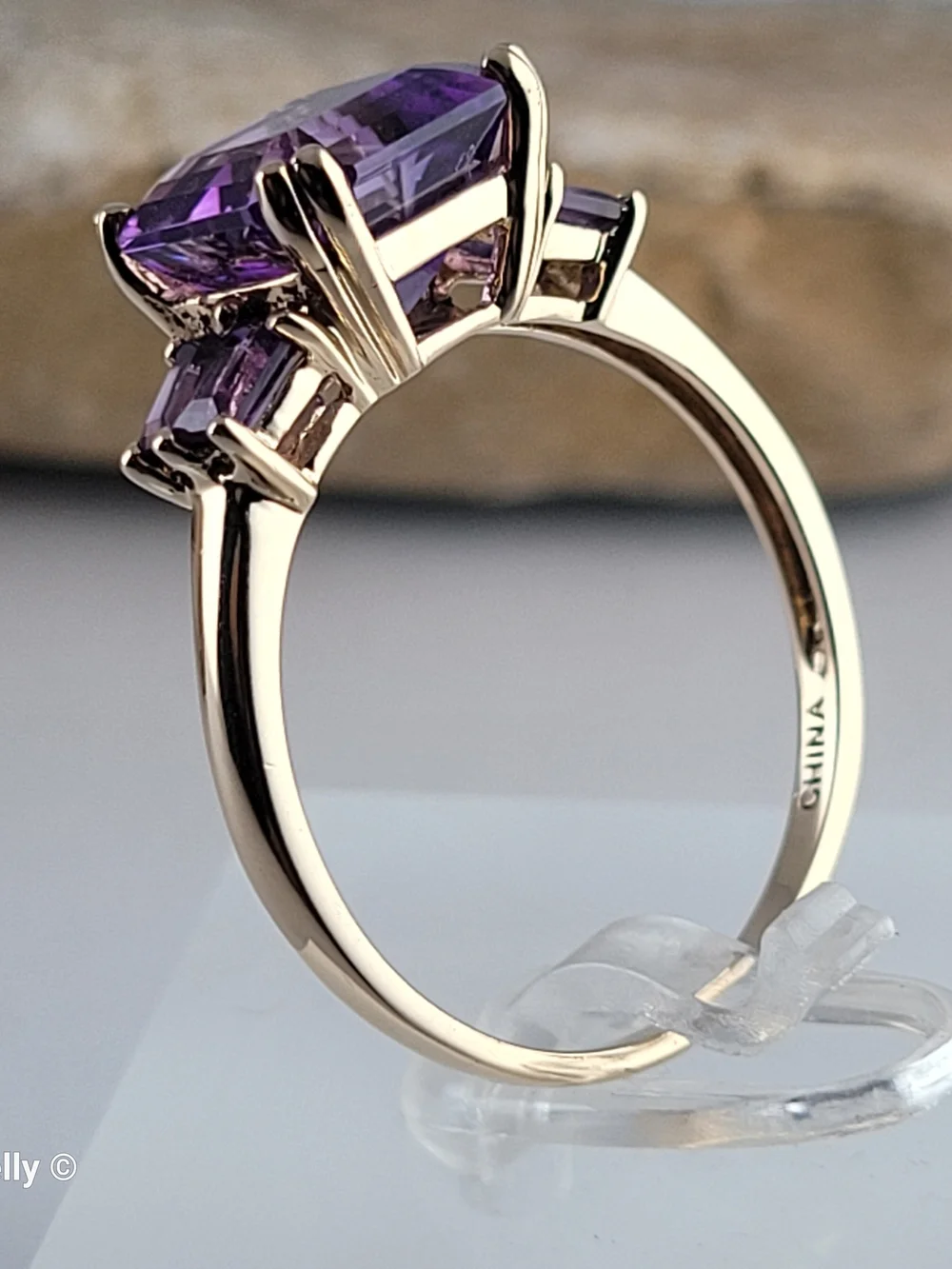 14K Yellow Gold Purple Amethyst Cocktail Ring Size 11 - Solid Gold! 👌🎁